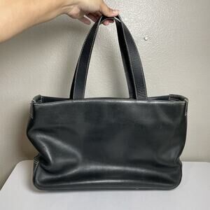 J. Crew Leather Black Classic Tote Handbag 90s